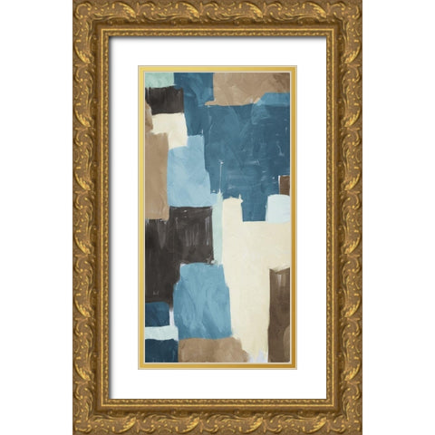 Blue Blocks 2 Gold Ornate Wood Framed Art Print with Double Matting by Villa, Milli