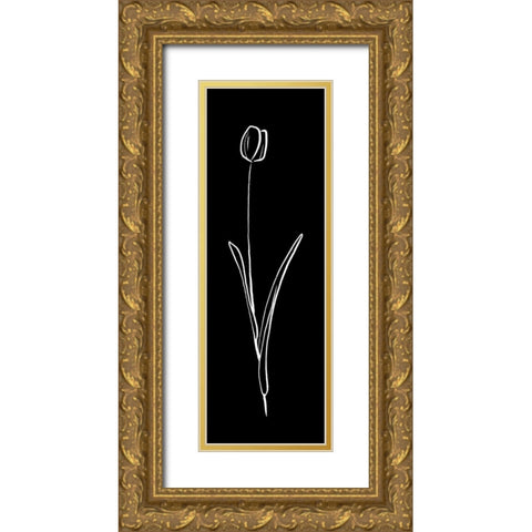 Simple Black Flower 2 Gold Ornate Wood Framed Art Print with Double Matting by Villa, Milli