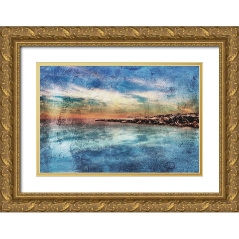View of the Coast Gold Ornate Wood Framed Art Print with Double Matting by Villa, Mlli