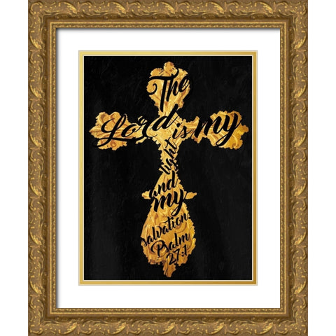 Gold Cross Black Gold Ornate Wood Framed Art Print with Double Matting by Villa, Mlli