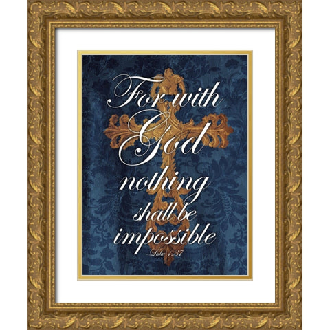 For With God Gold Ornate Wood Framed Art Print with Double Matting by Villa, Mlli