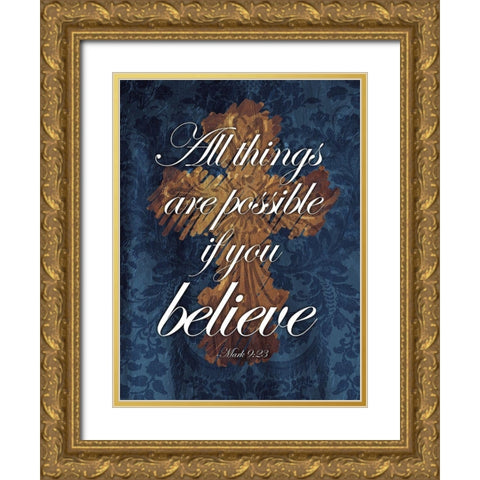 Believe Gold Ornate Wood Framed Art Print with Double Matting by Villa, Mlli