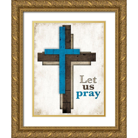 Let Us Pray Gold Ornate Wood Framed Art Print with Double Matting by Villa, Mlli