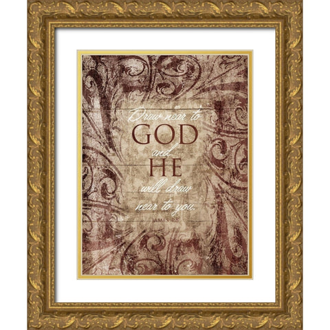 Draw Near Gold Ornate Wood Framed Art Print with Double Matting by Villa, Mlli