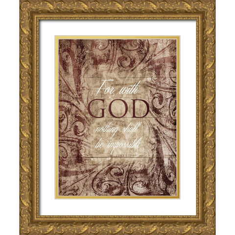Be Impossible Gold Ornate Wood Framed Art Print with Double Matting by Villa, Mlli