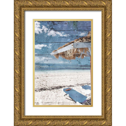 Coastal Chill Mate Gold Ornate Wood Framed Art Print with Double Matting by Villa, Mlli