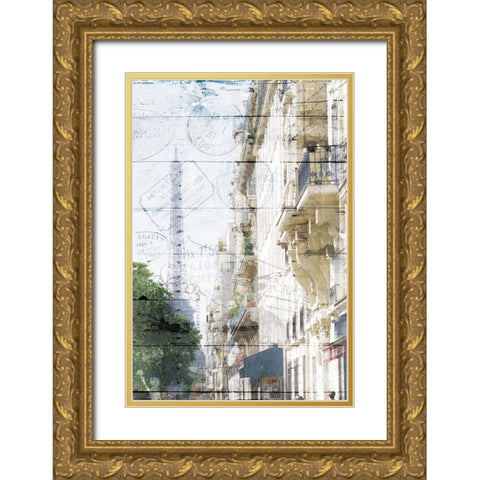 Paris On The Street Gold Ornate Wood Framed Art Print with Double Matting by Villa, Mlli