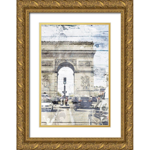 Paris On The Street Mate Gold Ornate Wood Framed Art Print with Double Matting by Villa, Mlli