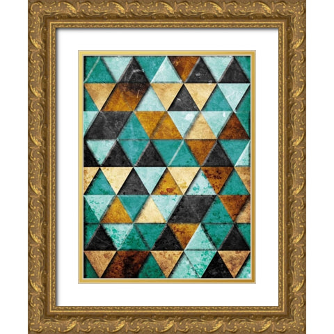 Rocky Teal Mountains Gold Ornate Wood Framed Art Print with Double Matting by Villa, Milli