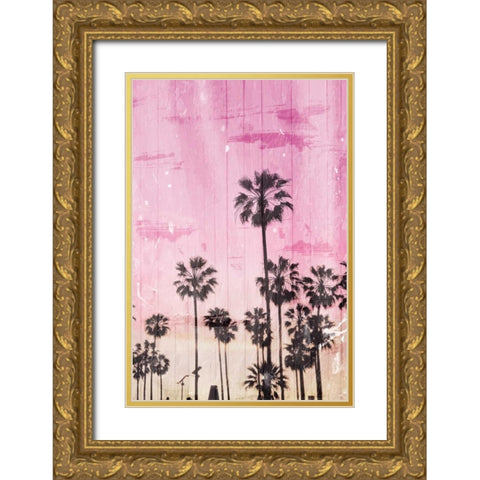 Palm Peach Gold Ornate Wood Framed Art Print with Double Matting by Villa, Milli