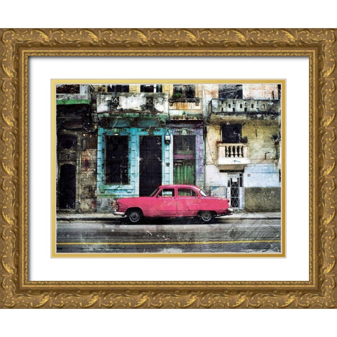 Parked In Havan Gold Ornate Wood Framed Art Print with Double Matting by Villa, Mlli