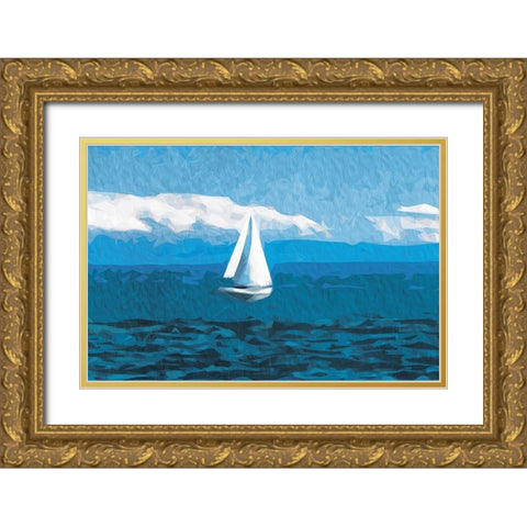 Shapes At Sea Gold Ornate Wood Framed Art Print with Double Matting by Villa, Mlli