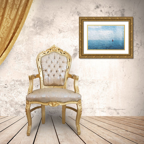 Alone Ocean Gold Ornate Wood Framed Art Print with Double Matting by Villa, Mlli