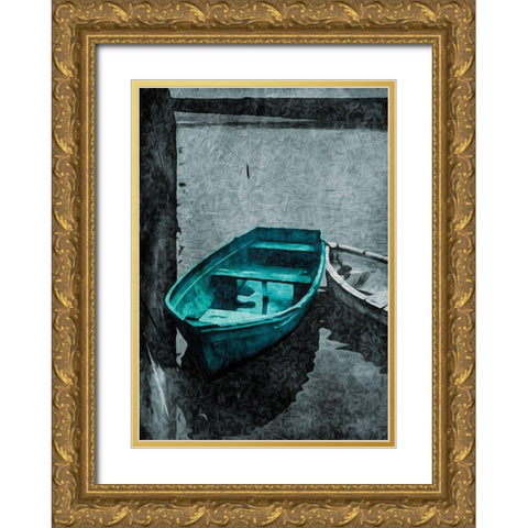 Boat In The Grey Gold Ornate Wood Framed Art Print with Double Matting by Villa, Milli