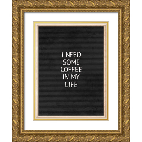 Coffee In My Life Black Gold Ornate Wood Framed Art Print with Double Matting by Villa, Mlli