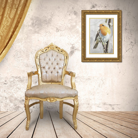 Winter Bird Gold Ornate Wood Framed Art Print with Double Matting by Villa, Mlli