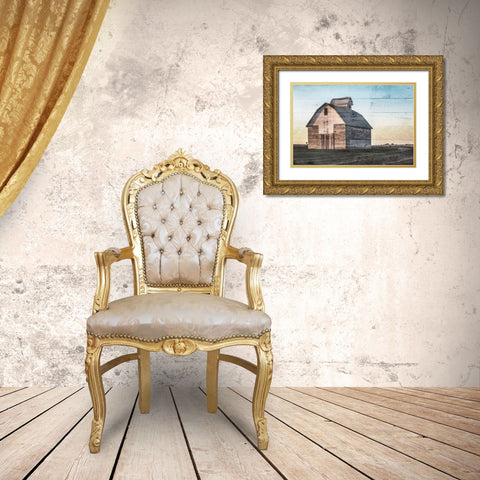 Sunset Barn Gold Ornate Wood Framed Art Print with Double Matting by Villa, Mlli