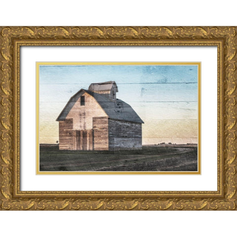 Sunset Barn Gold Ornate Wood Framed Art Print with Double Matting by Villa, Mlli