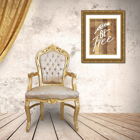 Be Free Feather Gold Ornate Wood Framed Art Print with Double Matting by Villa, Mlli
