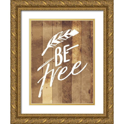 Be Free Feather Gold Ornate Wood Framed Art Print with Double Matting by Villa, Mlli