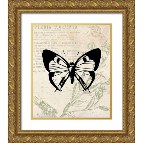 Vintage Insects Two Gold Ornate Wood Framed Art Print with Double Matting by Villa, Mlli