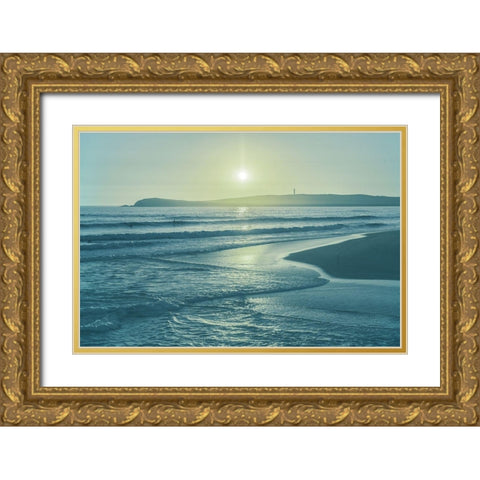 Soft Beach Sun Gold Ornate Wood Framed Art Print with Double Matting by Villa, Mlli