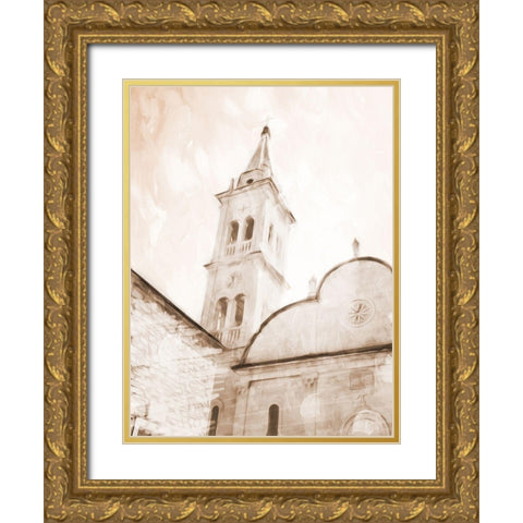 Look At The Church Sepia Gold Ornate Wood Framed Art Print with Double Matting by Villa, Mlli