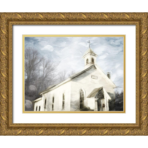 Front Of The Church Gold Ornate Wood Framed Art Print with Double Matting by Villa, Mlli