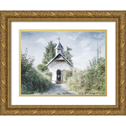 Single Church Gold Ornate Wood Framed Art Print with Double Matting by Villa, Mlli