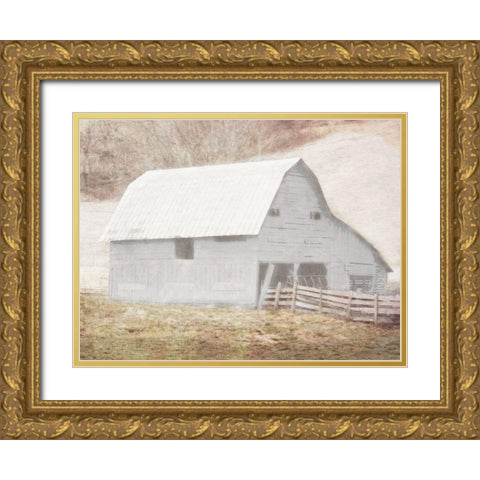 White Barn Gold Ornate Wood Framed Art Print with Double Matting by Villa, Mlli