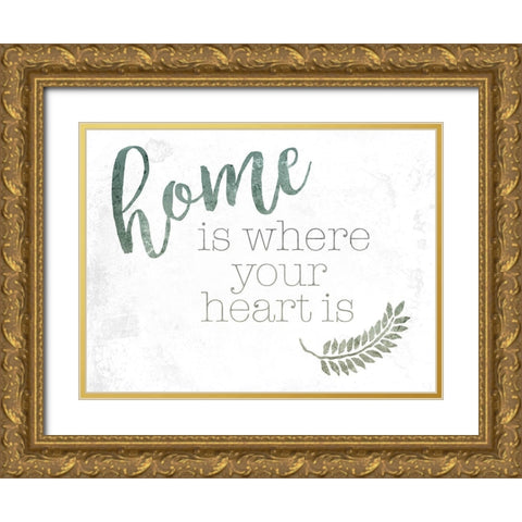 Home Heart Gold Ornate Wood Framed Art Print with Double Matting by Villa, Mlli