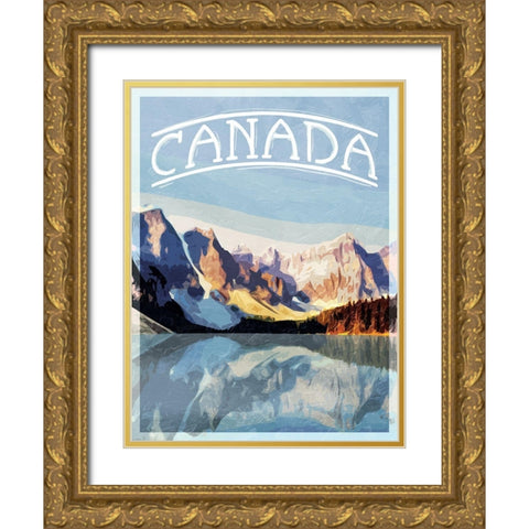 Canada Mountains Gold Ornate Wood Framed Art Print with Double Matting by Villa, Mlli