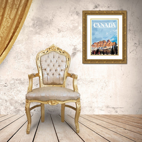 Canada Mountains Mate Gold Ornate Wood Framed Art Print with Double Matting by Villa, Mlli