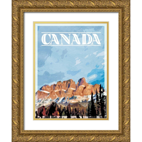 Canada Mountains Mate Gold Ornate Wood Framed Art Print with Double Matting by Villa, Mlli