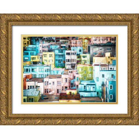 Colorful City Gold Ornate Wood Framed Art Print with Double Matting by Villa, Mlli