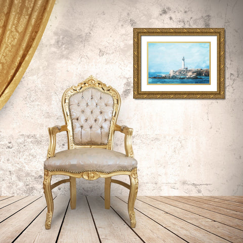 Light At Sea Gold Ornate Wood Framed Art Print with Double Matting by Villa, Mlli