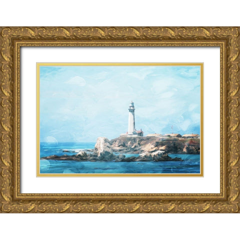 Light At Sea Gold Ornate Wood Framed Art Print with Double Matting by Villa, Mlli
