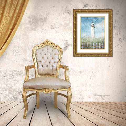 Light House Up On The Hill Gold Ornate Wood Framed Art Print with Double Matting by Villa, Mlli