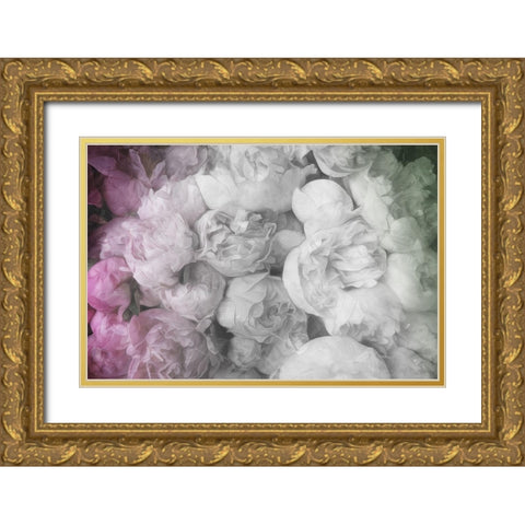White to Pink Flowers Gold Ornate Wood Framed Art Print with Double Matting by Villa, Milli