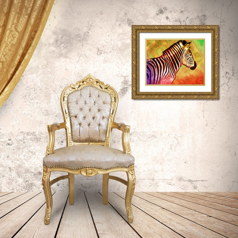 Bright Zebra Gold Ornate Wood Framed Art Print with Double Matting by Villa, Mlli