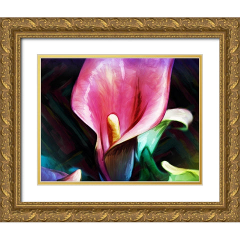 Bright Calla Lilies Gold Ornate Wood Framed Art Print with Double Matting by Villa, Mlli