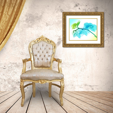 Electric Orchids Gold Ornate Wood Framed Art Print with Double Matting by Villa, Mlli