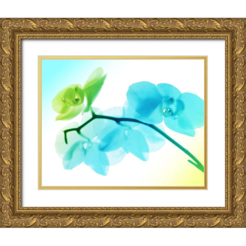 Electric Orchids Gold Ornate Wood Framed Art Print with Double Matting by Villa, Mlli