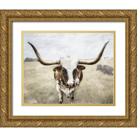 Steer the Herd Gold Ornate Wood Framed Art Print with Double Matting by Villa, Milli