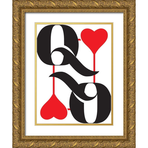 Queen Of Hearts Gold Ornate Wood Framed Art Print with Double Matting by Villa, Mlli