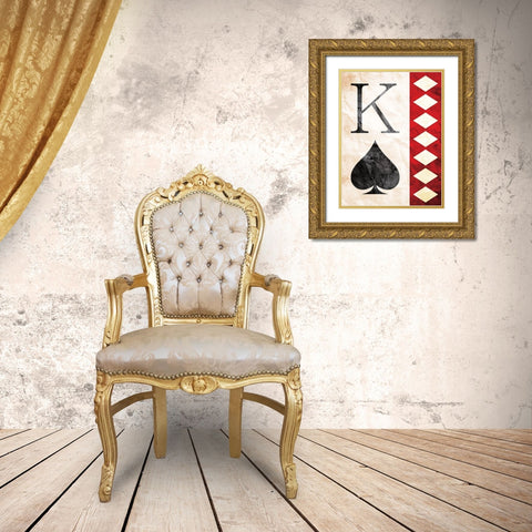 King Of Spades Gold Ornate Wood Framed Art Print with Double Matting by Villa, Mlli