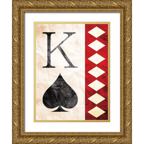 King Of Spades Gold Ornate Wood Framed Art Print with Double Matting by Villa, Mlli
