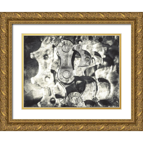 Industrial Close Up Mate Gold Ornate Wood Framed Art Print with Double Matting by Villa, Mlli