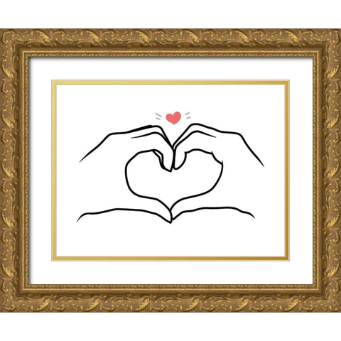 Heart Gold Ornate Wood Framed Art Print with Double Matting by Villa, Mlli
