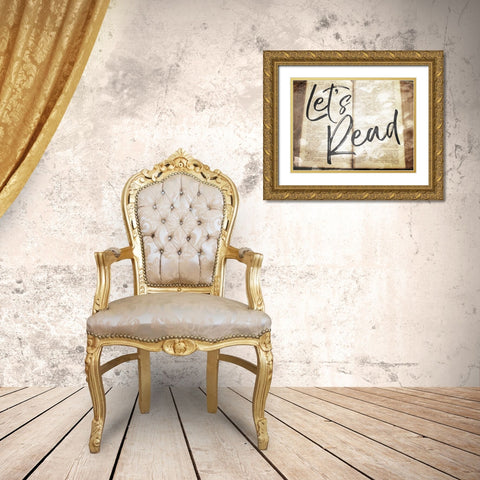 Lets Read Gold Ornate Wood Framed Art Print with Double Matting by Villa, Mlli